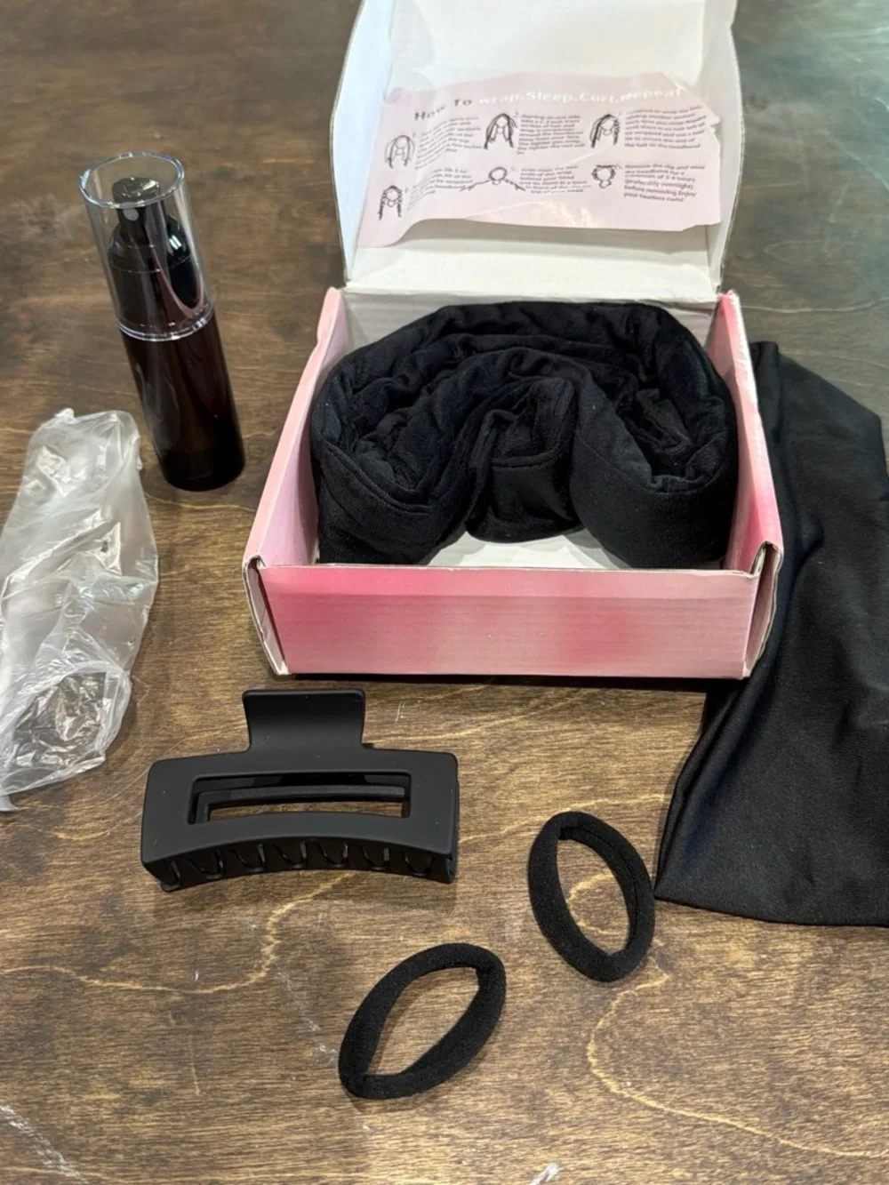 Women’s Black Hair Styling Headband Set - Sleep Curl Wrap